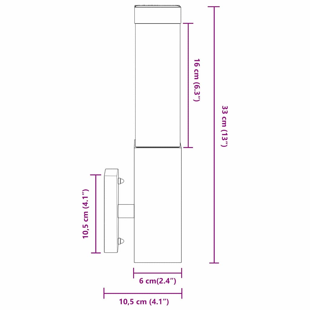Outdoor Wall Light Silver 10.5 x 6 x 33 cm