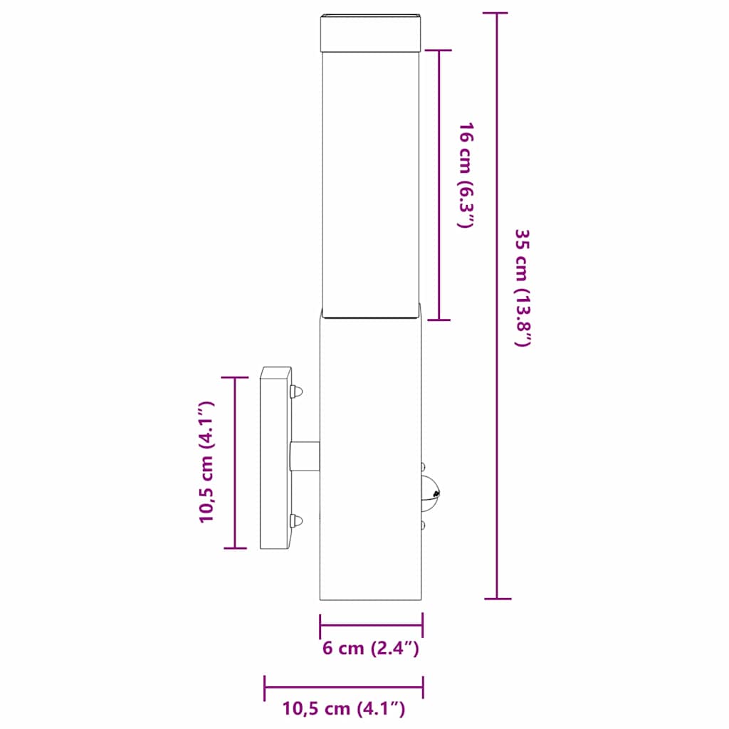 Outdoor Wall Light Silver 10.5 x 6 x 33 cm