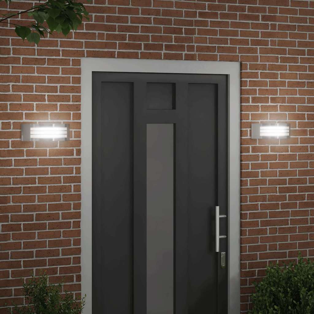 Outdoor Wall Light 2 pcs Silver 32 x 10 x 10 cm