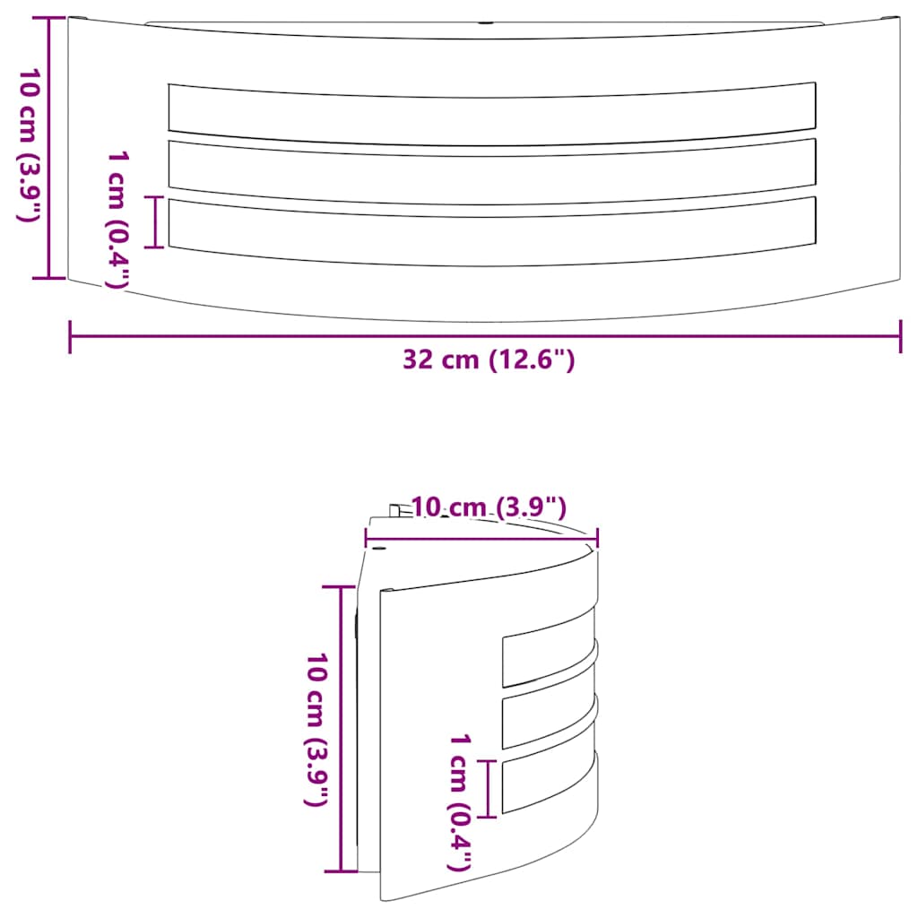 Outdoor Wall Light Black 32 x 10 x 10 cm