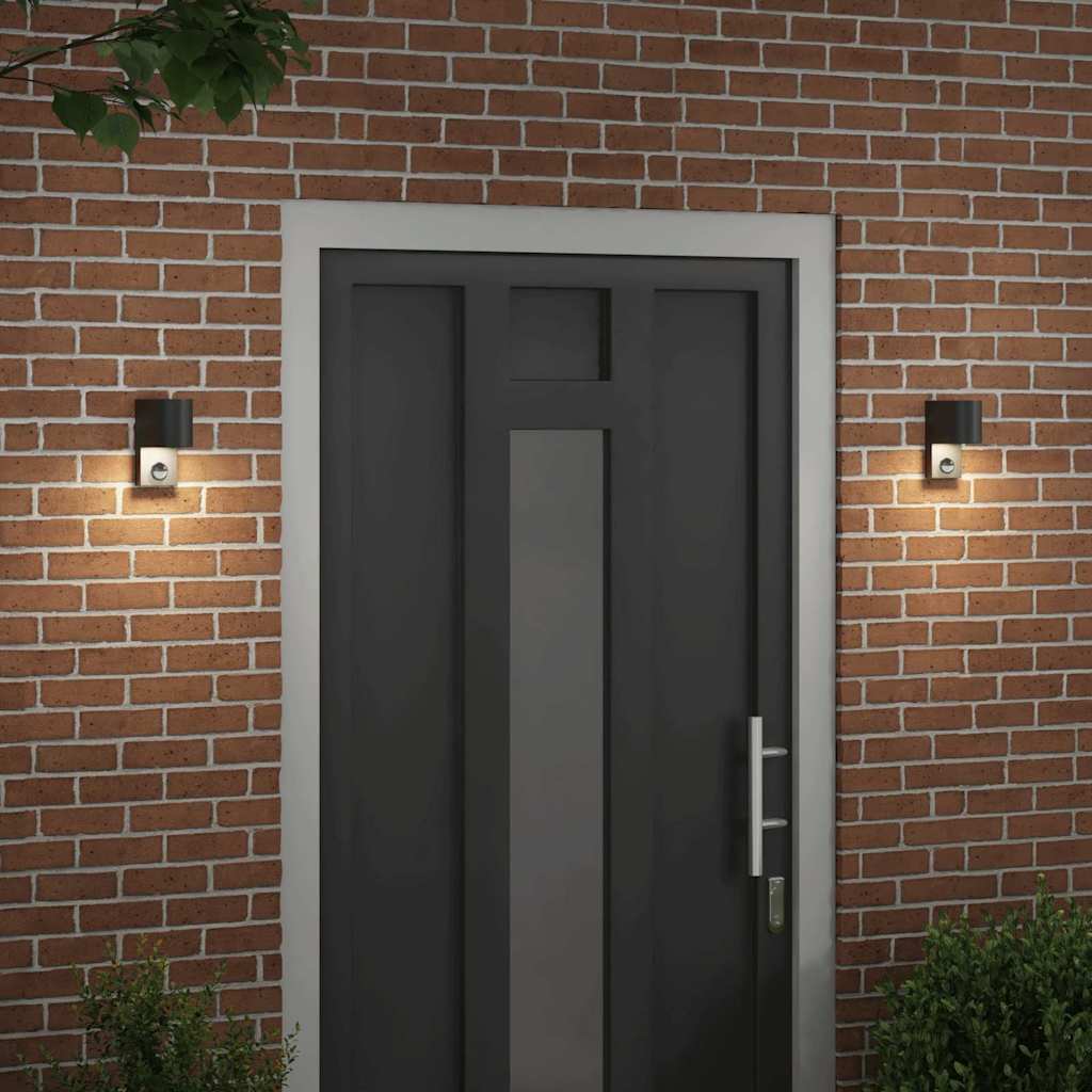 Outdoor Wall Light 2 pcs Black 12 x 7 x 15 cm Stainless Steel