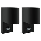 Outdoor Wall Light 2 pcs Black 12 x 7 x 15 cm Stainless Steel