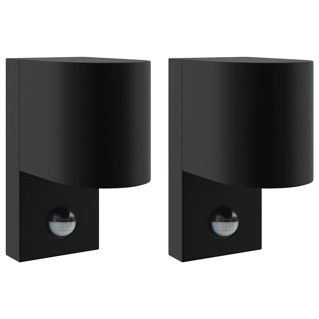 Outdoor Wall Light 2 pcs Black 12 x 7 x 15 cm Stainless Steel