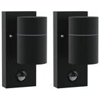 Outdoor Wall Light 2 pcs Black 6.5 x 10.5 x 16 cm