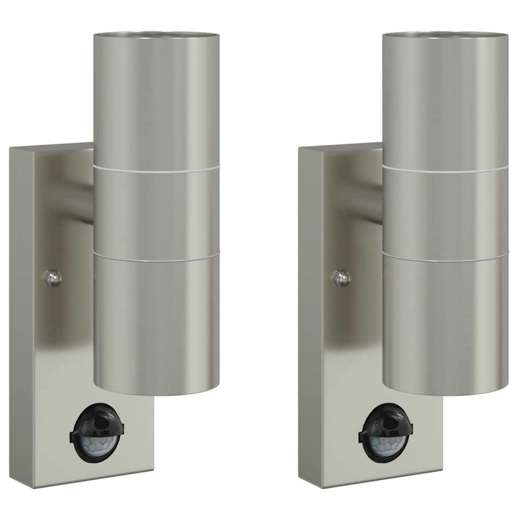 Outdoor Wall Light 2 pcs Silver 7 x 10 x 22 cm