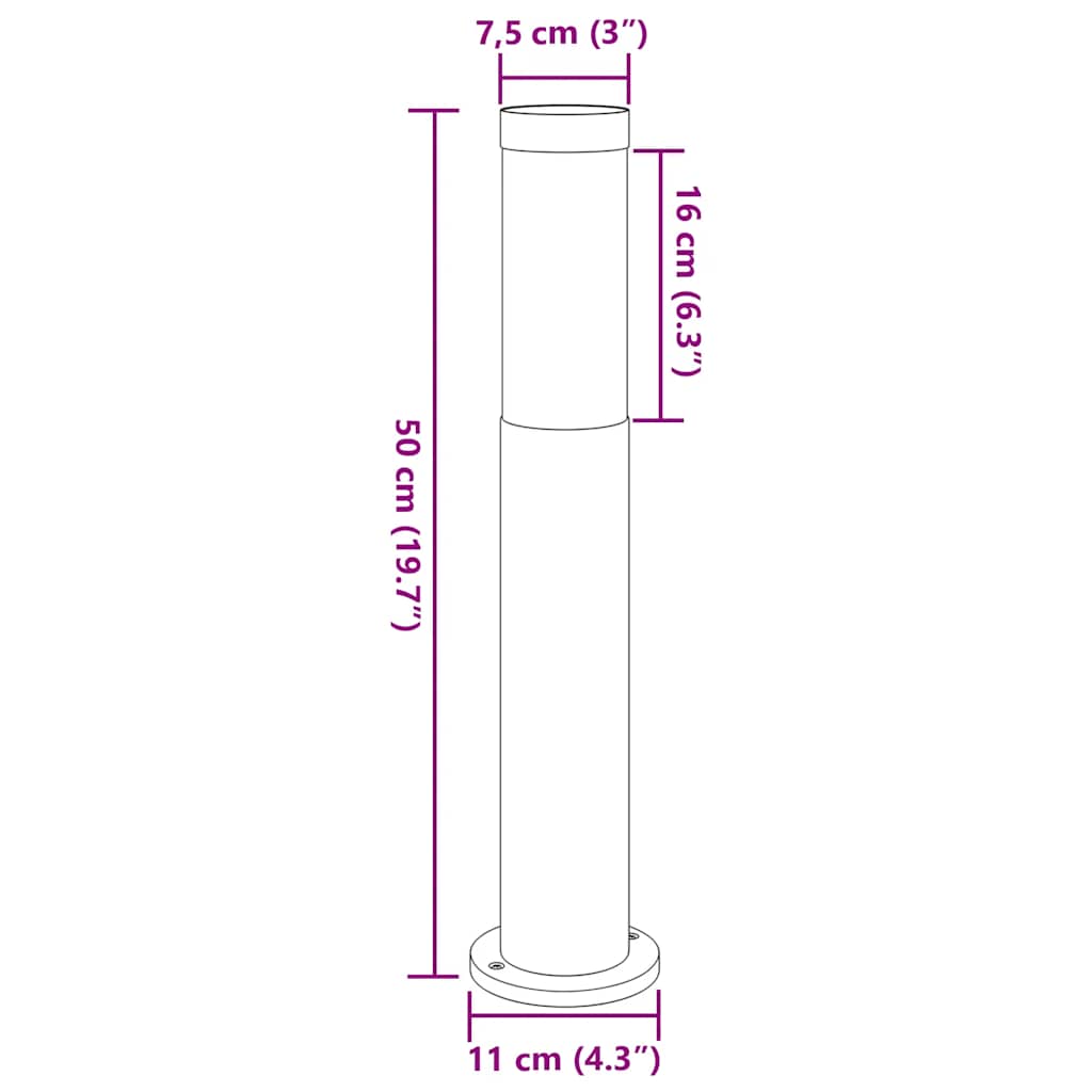 Bollard Lights 3pcs 50 cm Stainless Steel IP44