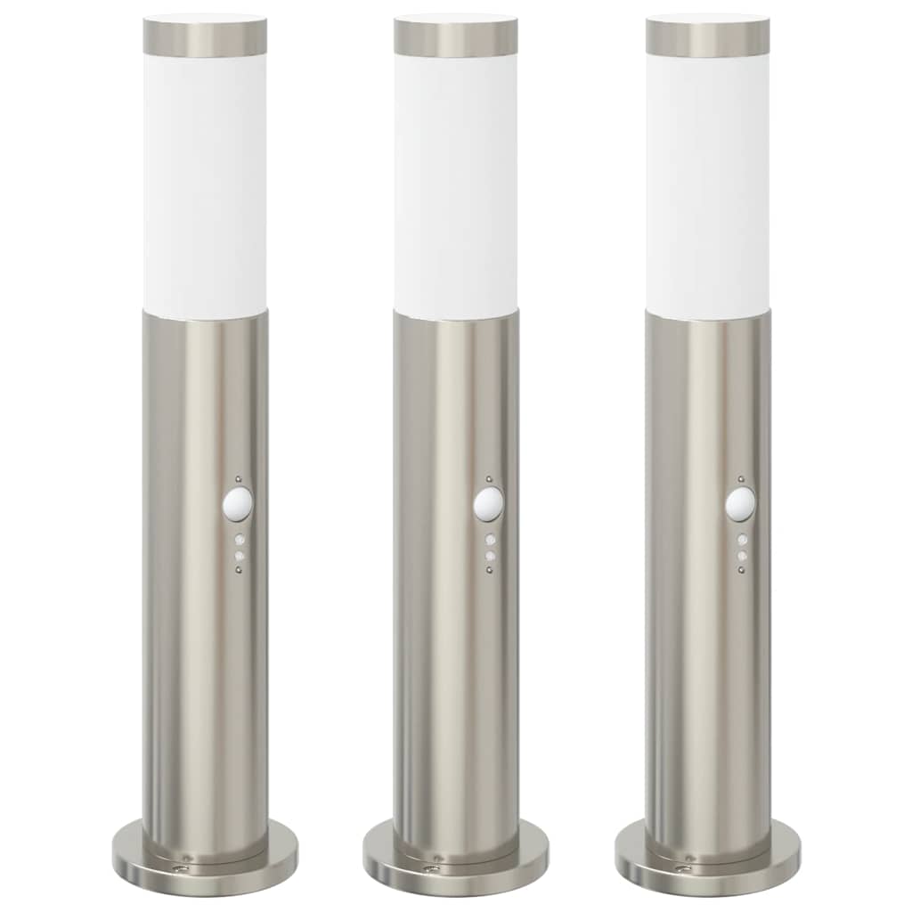 Bollard Lights with Sensor 3pcs 50 cm Stainless Steel IP44