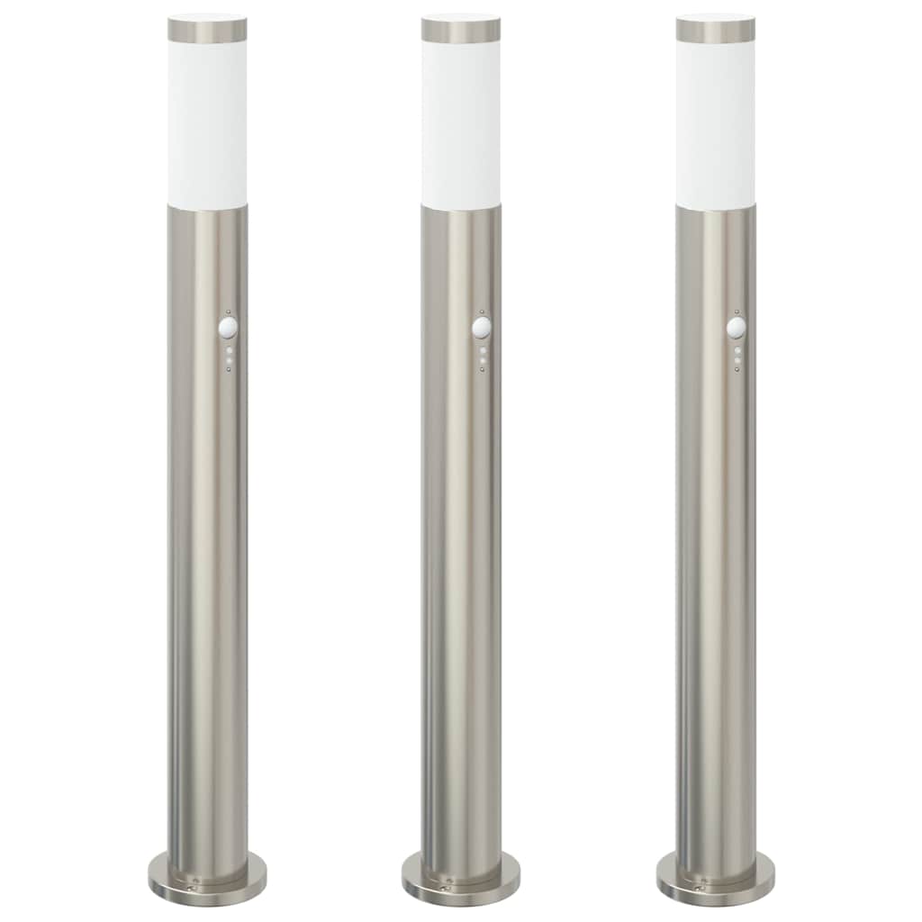 Bollard Lights with Sensor 3pcs 80 cm Stainless Steel IP44