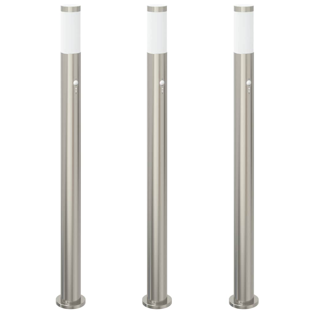 Bollard Lights with Sensor 3pcs 110 cm Stainless Steel IP44