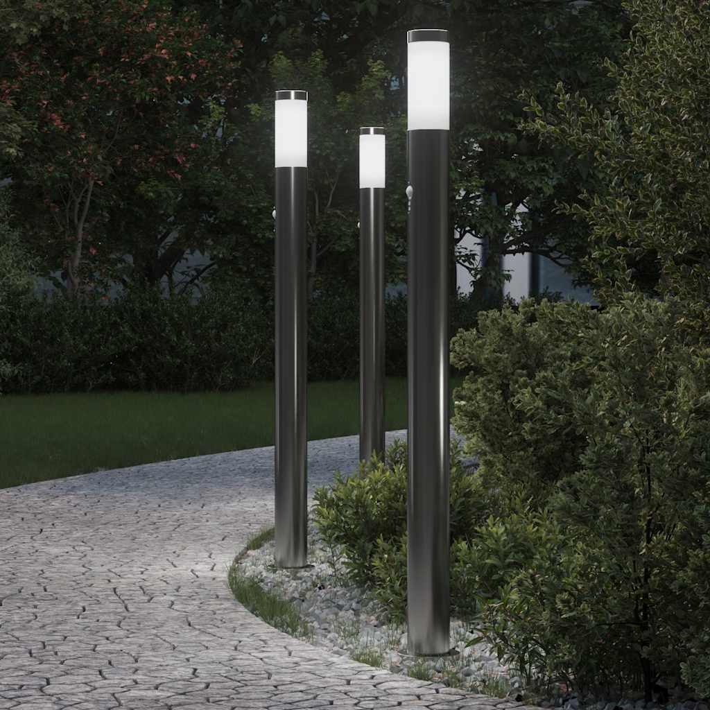Bollard Lights with Sensor 3pcs 110 cm Stainless Steel IP44