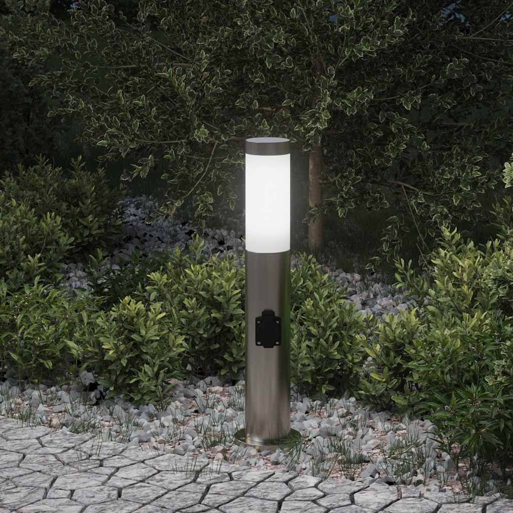 Bollard Light with Outlet 50 cm Stainless Steel IP44