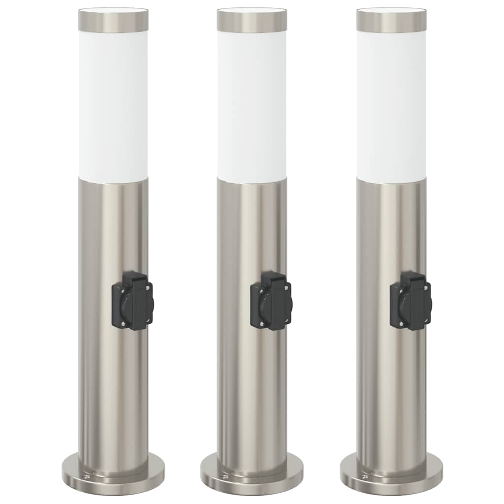 Bollard Lights with Outlet 3pcs 50 cm Stainless Steel IP44