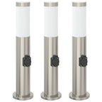 Bollard Lights with Outlet 3pcs 50 cm Stainless Steel IP44
