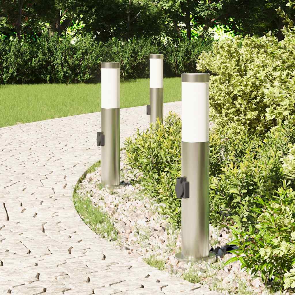 Bollard Lights with Outlet 3pcs 50 cm Stainless Steel IP44