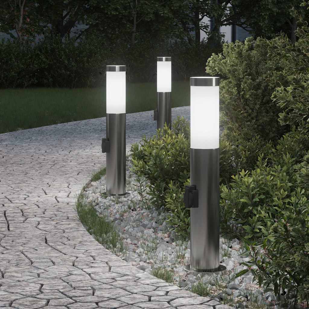 Bollard Lights with Outlet 3pcs 50 cm Stainless Steel IP44