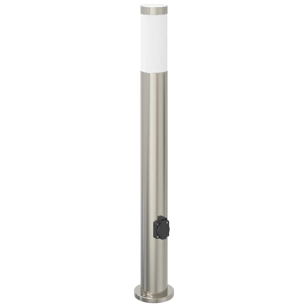 Bollard Light with Outlet 80 cm Stainless Steel IP44