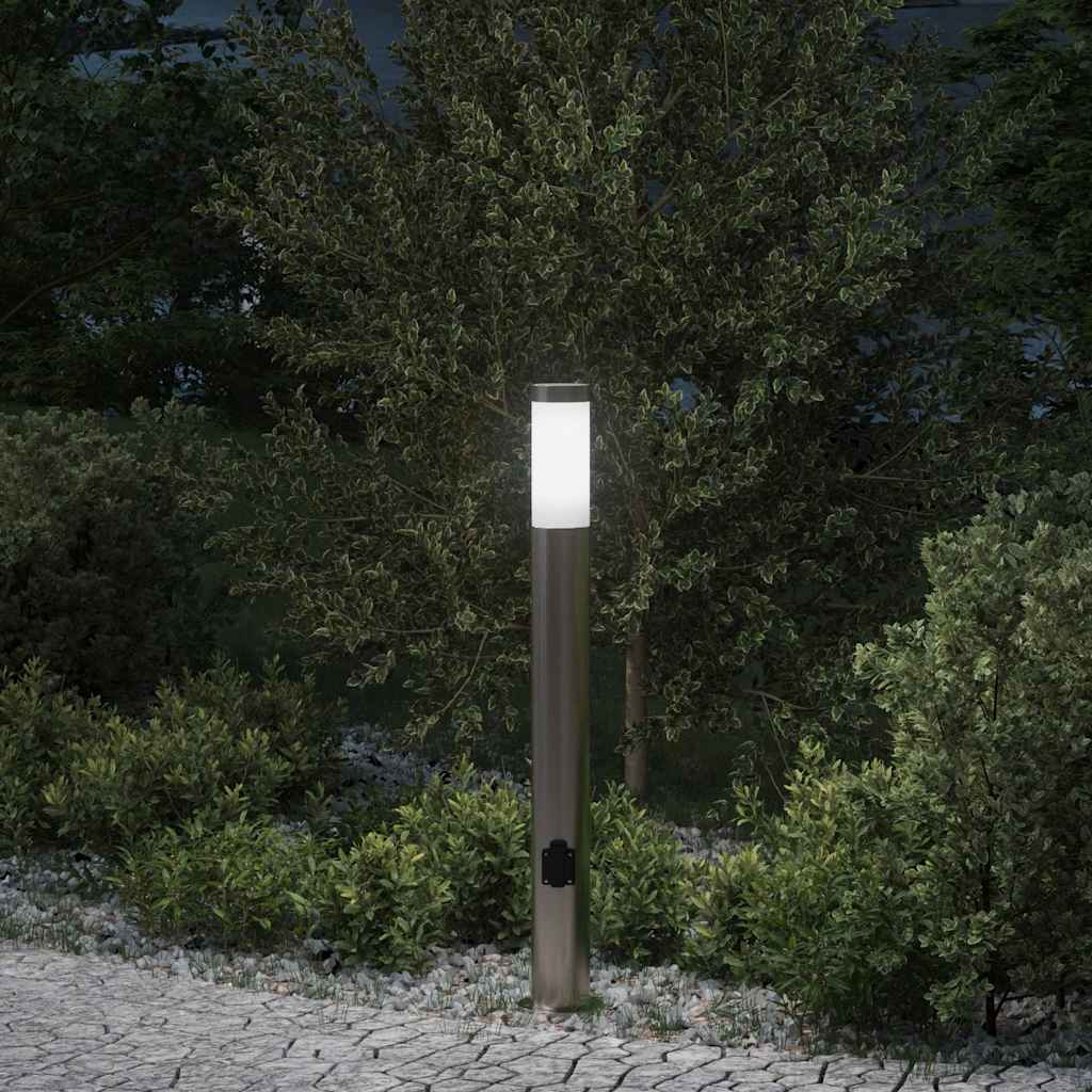 Bollard Light with Outlet 80 cm Stainless Steel IP44
