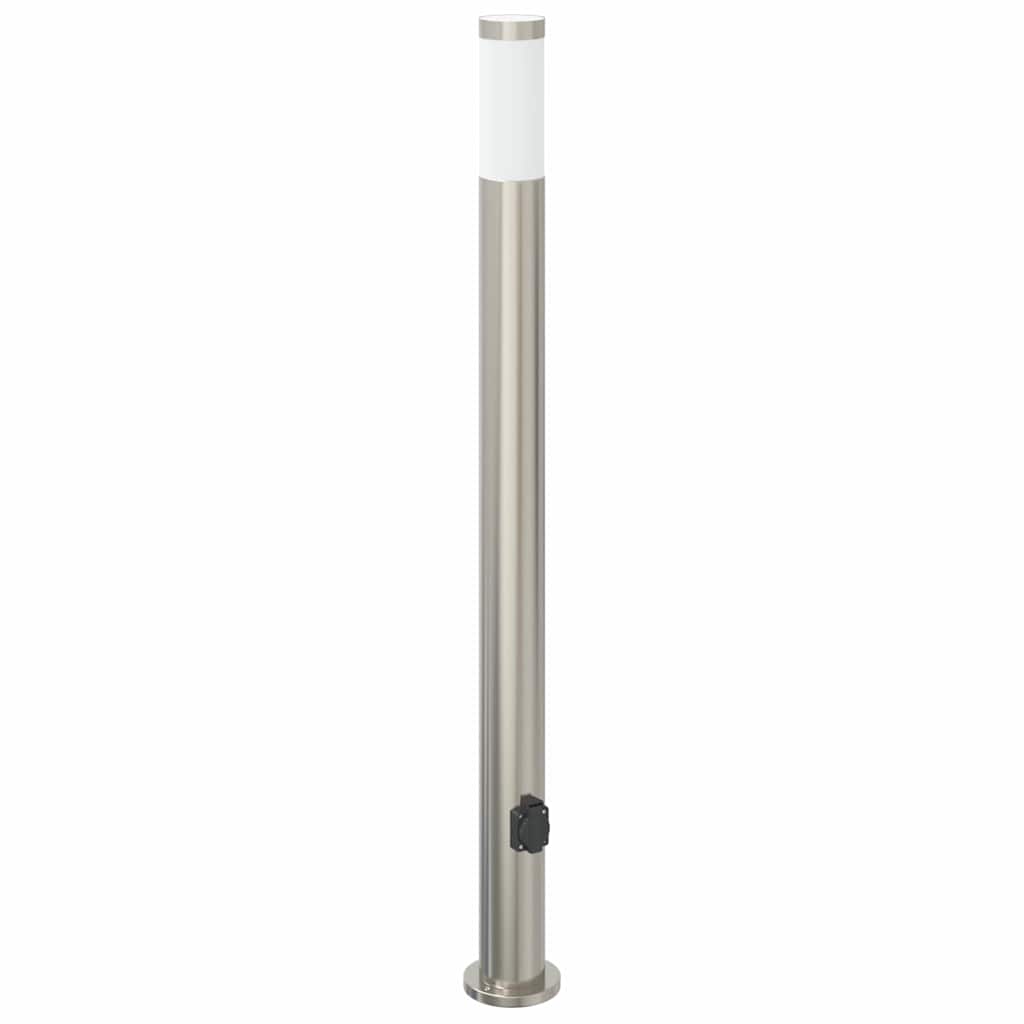 Bollard Light with Outlet 110 cm Stainless Steel IP44