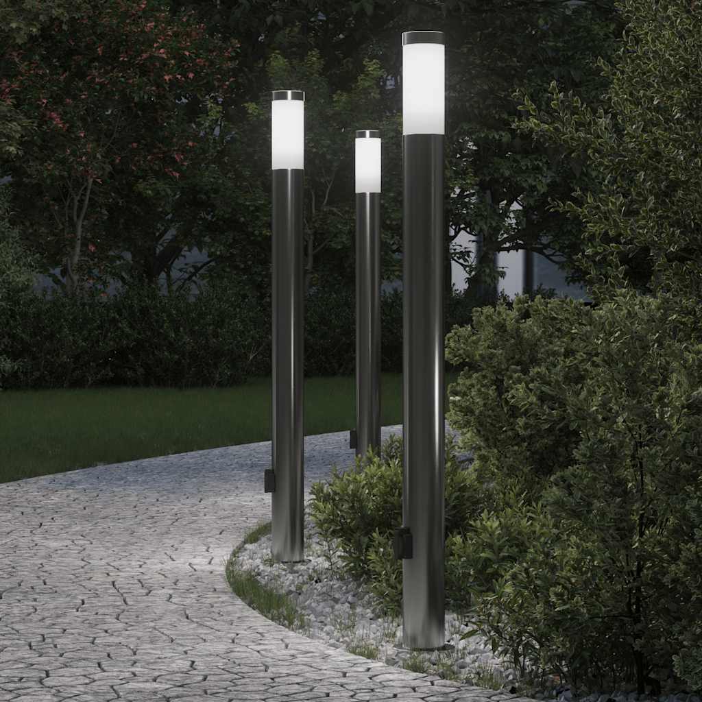 Bollard Lights with Outlet 3pcs 110 cm Stainless Steel IP44