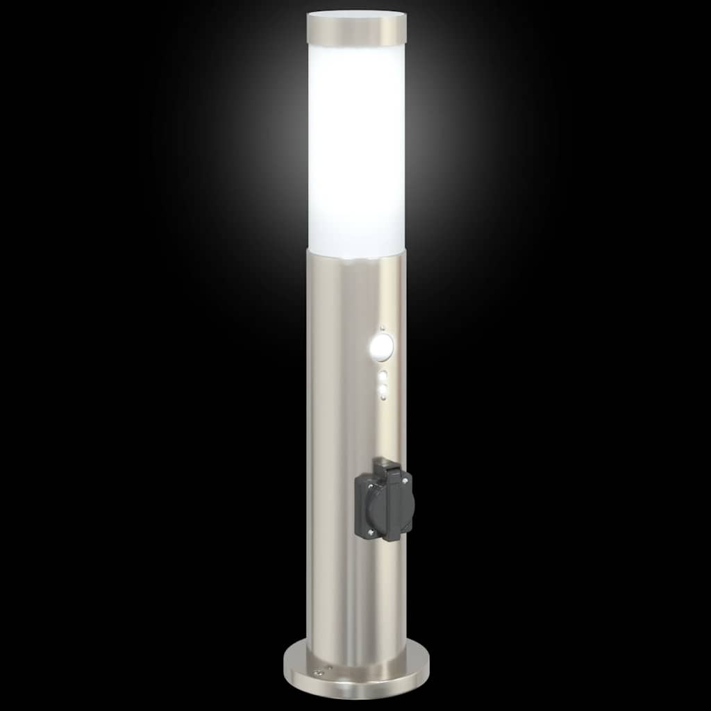 Bollard Lights with Sensor&Outlet 3pcs 50 cm Stainless Steel IP44