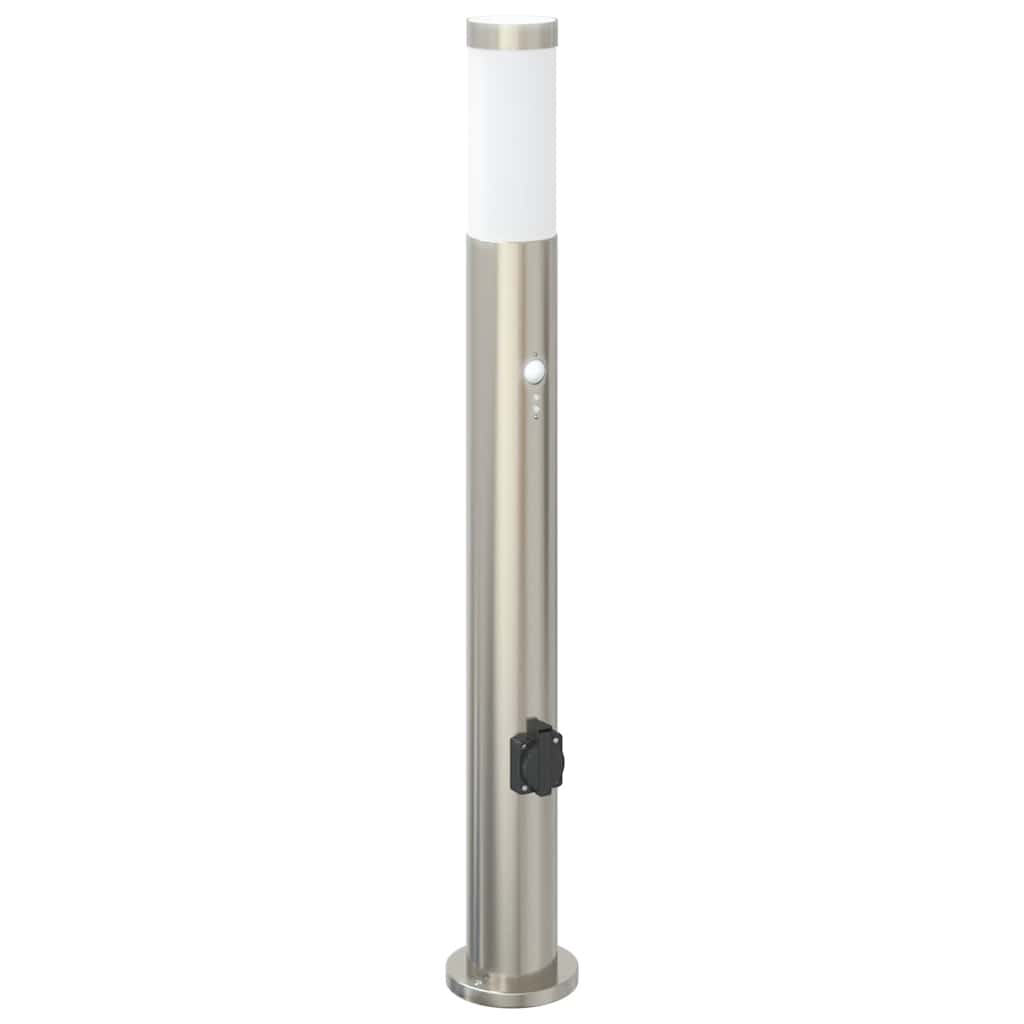 Bollard Light with Sensor&Outlet 80 cm Stainless Steel IP44