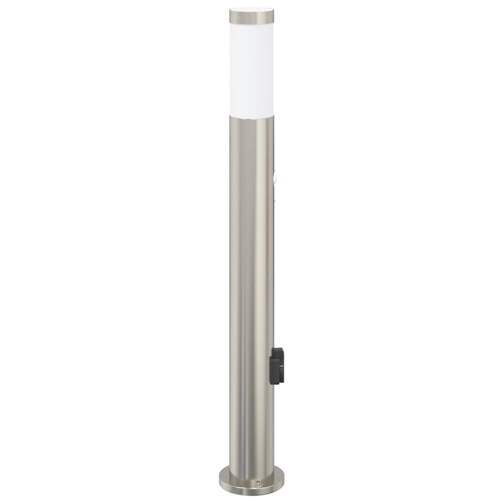 Bollard Light with Sensor&Outlet 80 cm Stainless Steel IP44