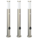 Bollard Lights with Sensor&Outlet 3pcs 80 cm Stainless Steel IP44