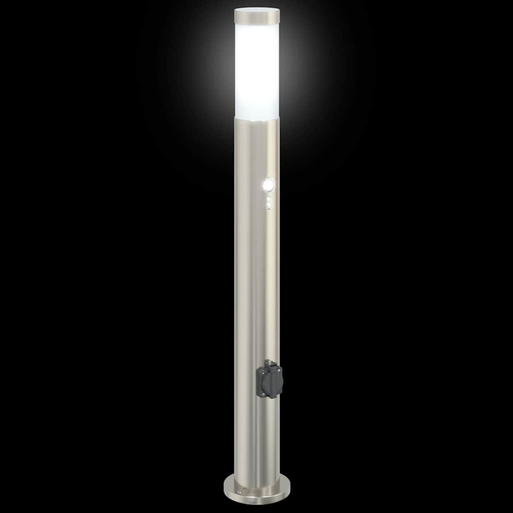 Bollard Lights with Sensor&Outlet 3pcs 80 cm Stainless Steel IP44