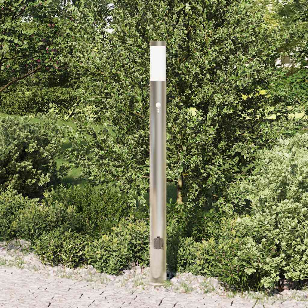 Bollard Light with Sensor&Outlet 110 cm Stainless Steel IP44