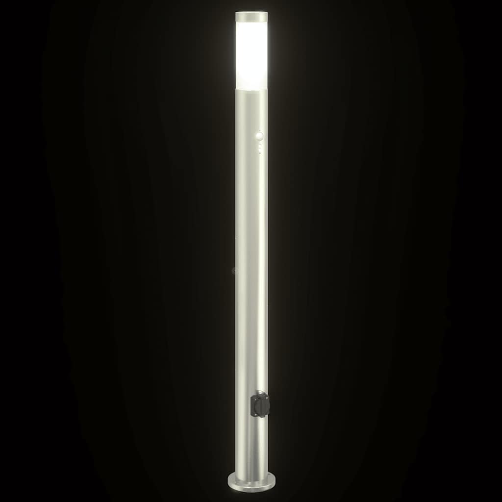 Bollard Light with Sensor&Outlet 110 cm Stainless Steel IP44
