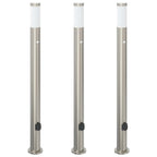 Bollard Lights with Sensor&Outlet 3pcs 110 cm Stainless Steel IP44