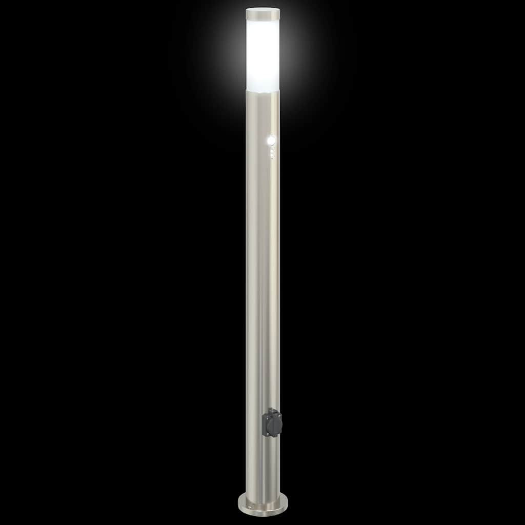 Bollard Lights with Sensor&Outlet 3pcs 110 cm Stainless Steel IP44