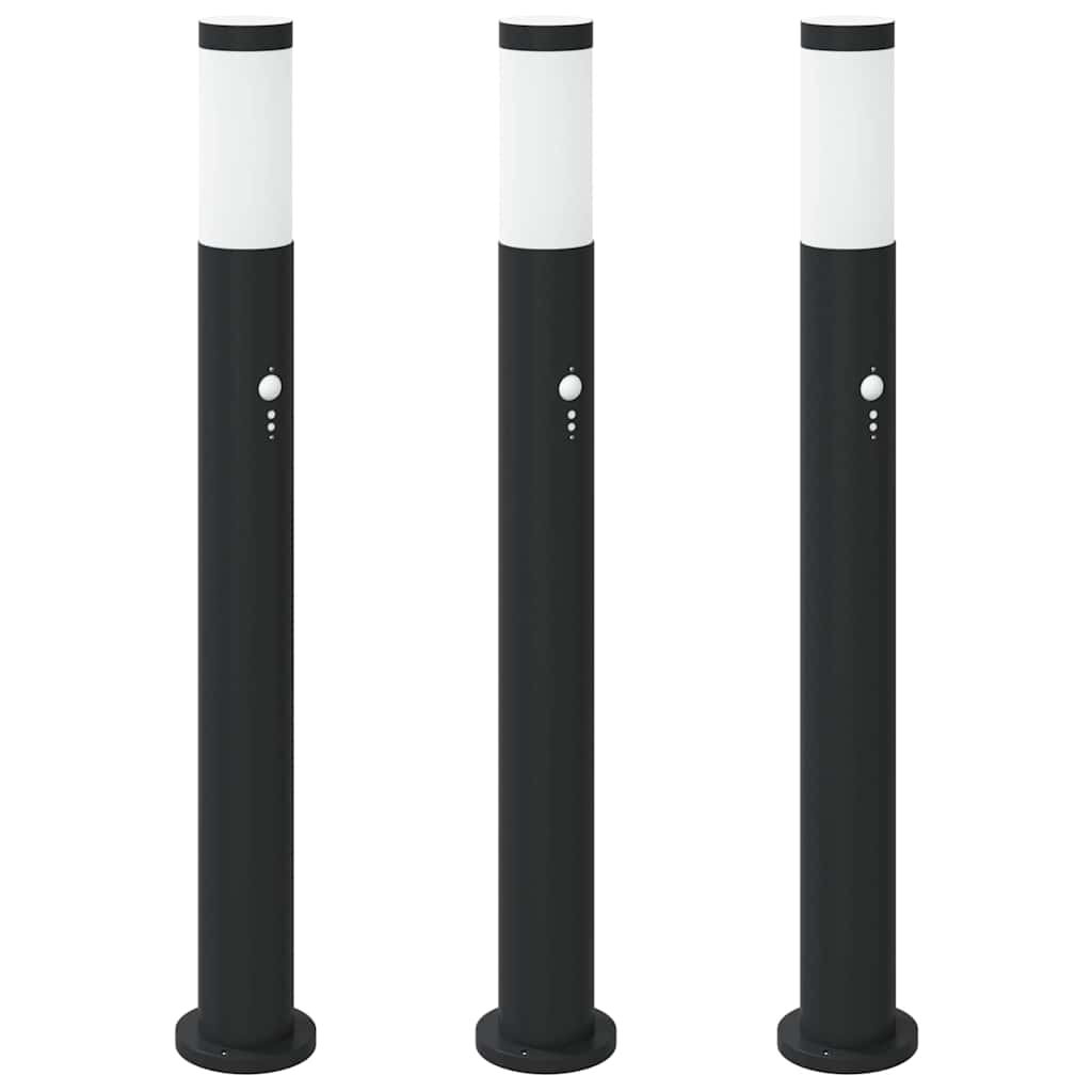 Bollard Lights with Sensor 3pcs 80 cm Stainless Steel IP44