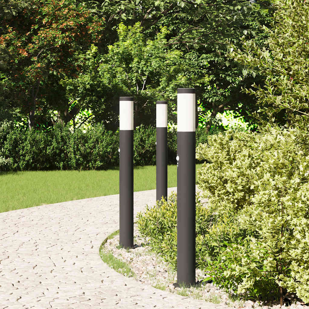 Bollard Lights with Sensor 3pcs 80 cm Stainless Steel IP44