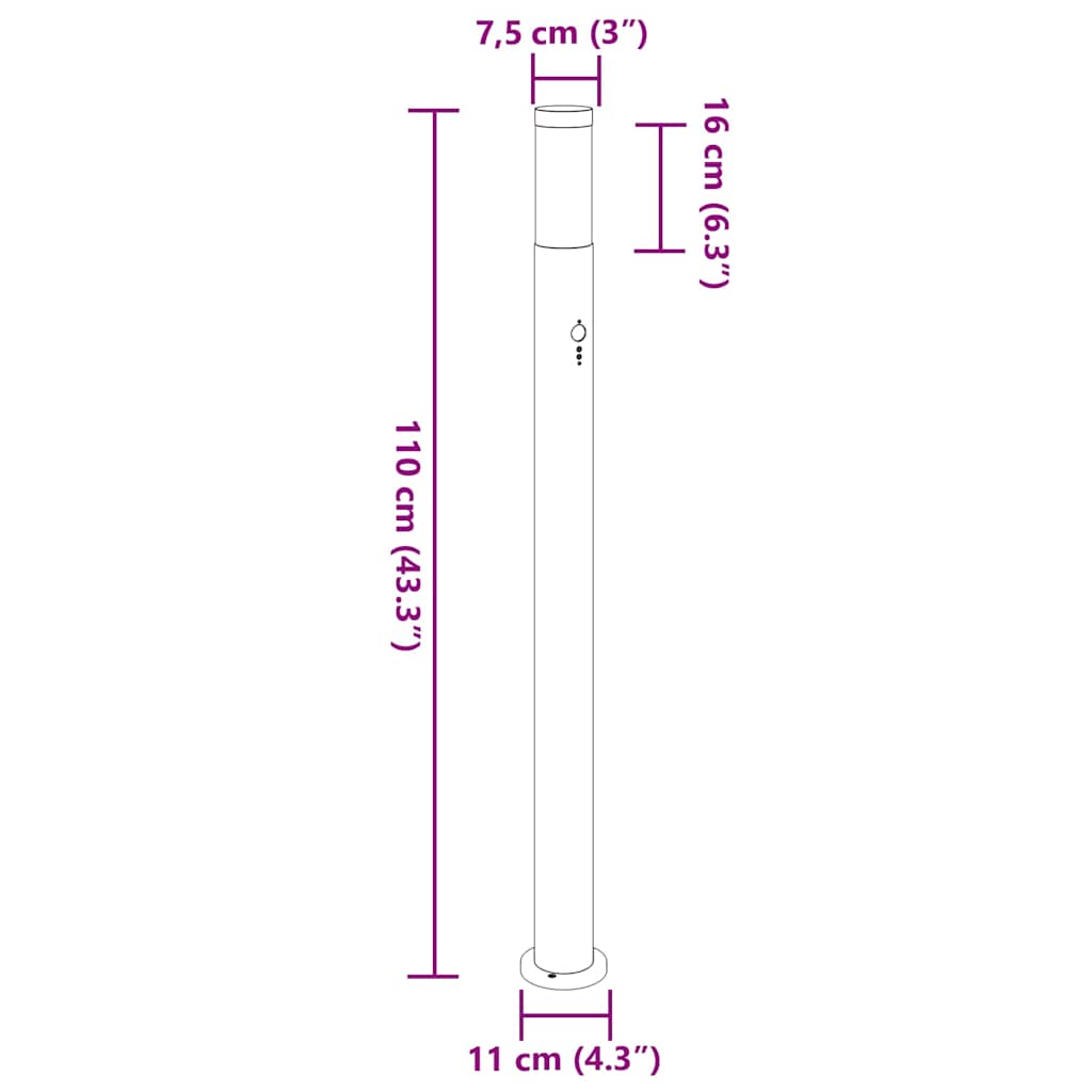 Bollard Lights with Sensor 3pcs 110 cm Stainless Steel IP44