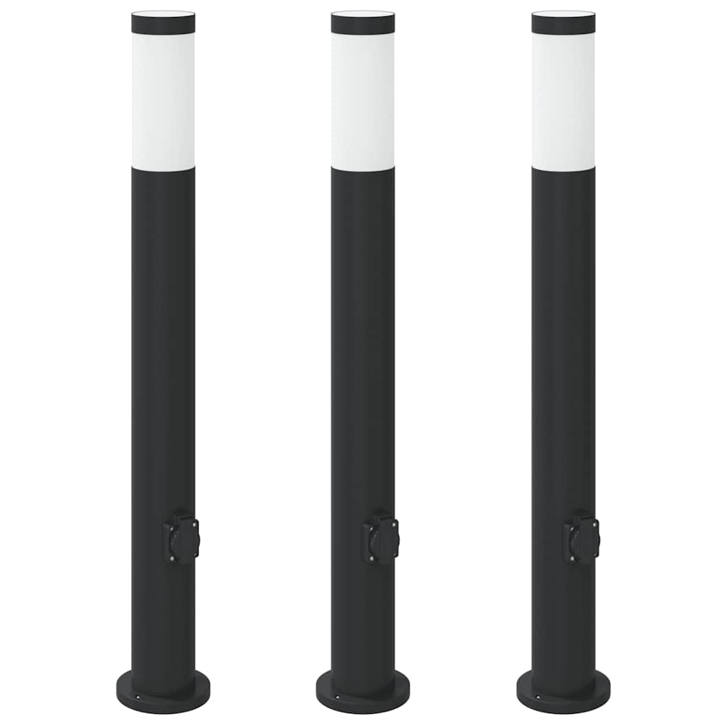 Bollard Lights with Outlet 3pcs 80 cm Stainless Steel IP44
