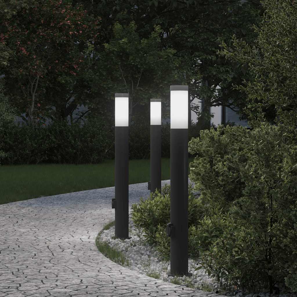 Bollard Lights with Outlet 3pcs 80 cm Stainless Steel IP44