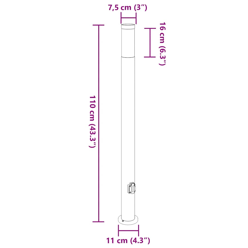 Bollard Lights with Outlet 3pcs 110 cm Stainless Steel IP44
