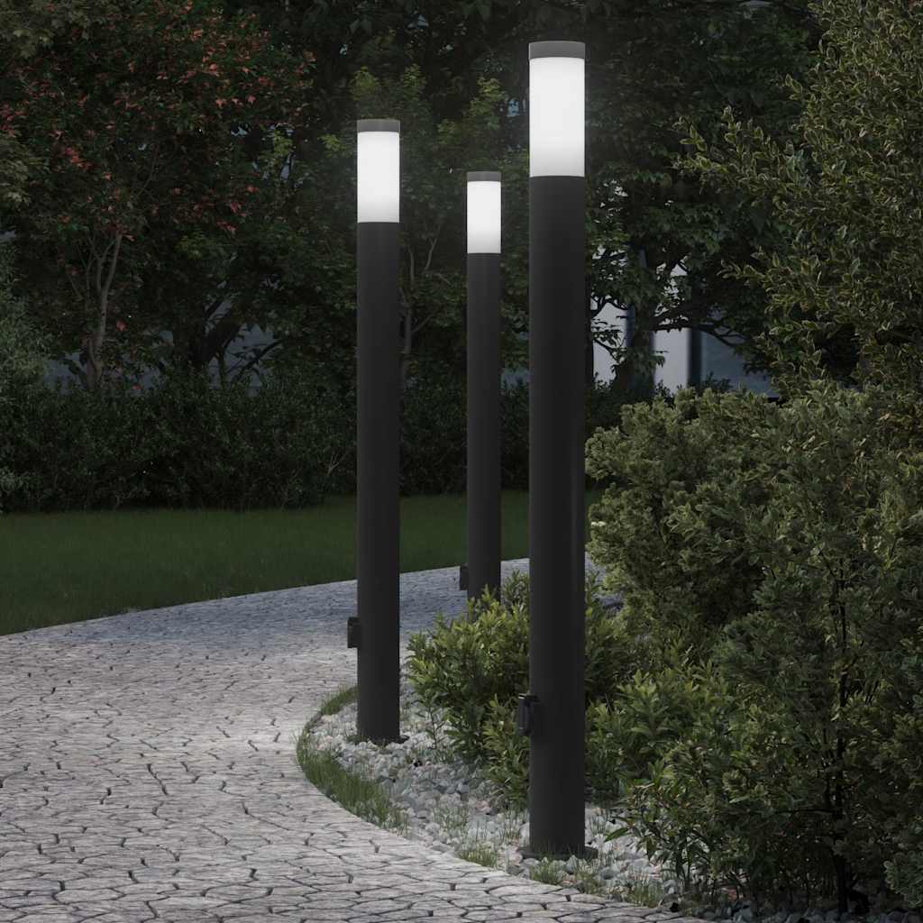 Bollard Lights with Outlet 3pcs 110 cm Stainless Steel IP44