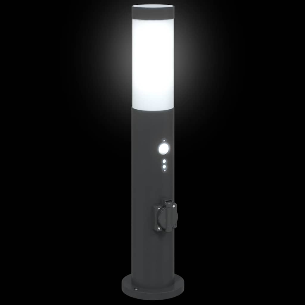 Bollard Light with Sensor&Outlet 50 cm Stainless Steel IP44