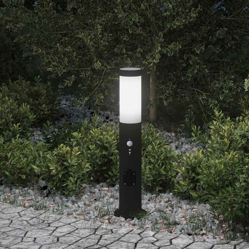 Bollard Light with Sensor&Outlet 50 cm Stainless Steel IP44