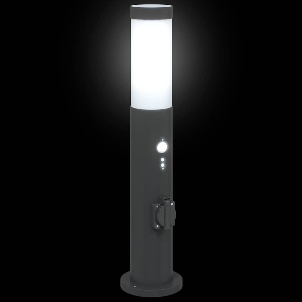 Bollard Lights with Sensor&Outlet 3pcs 50 cm Stainless Steel IP44