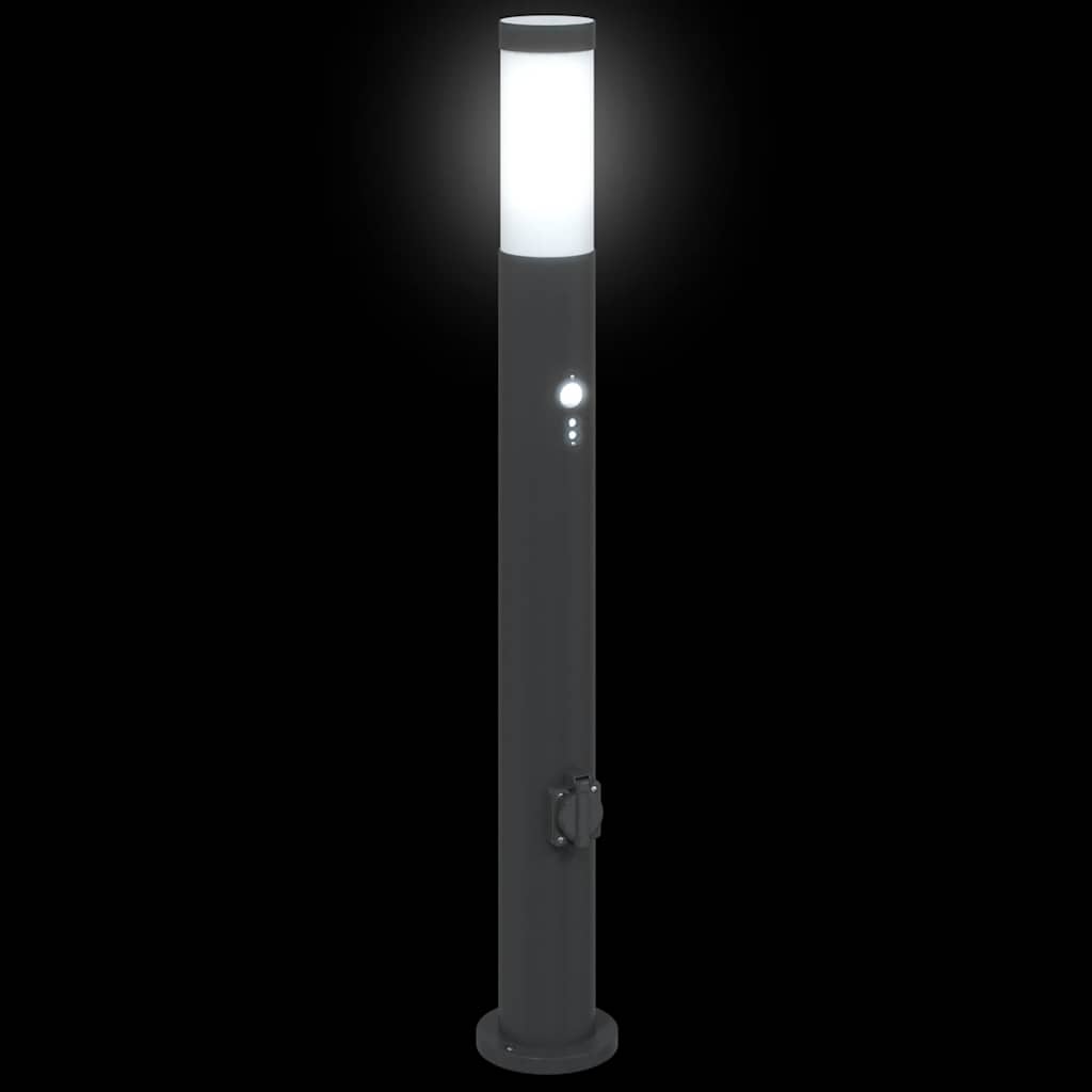 Bollard Light with Sensor&Outlet 80 cm Stainless Steel IP44