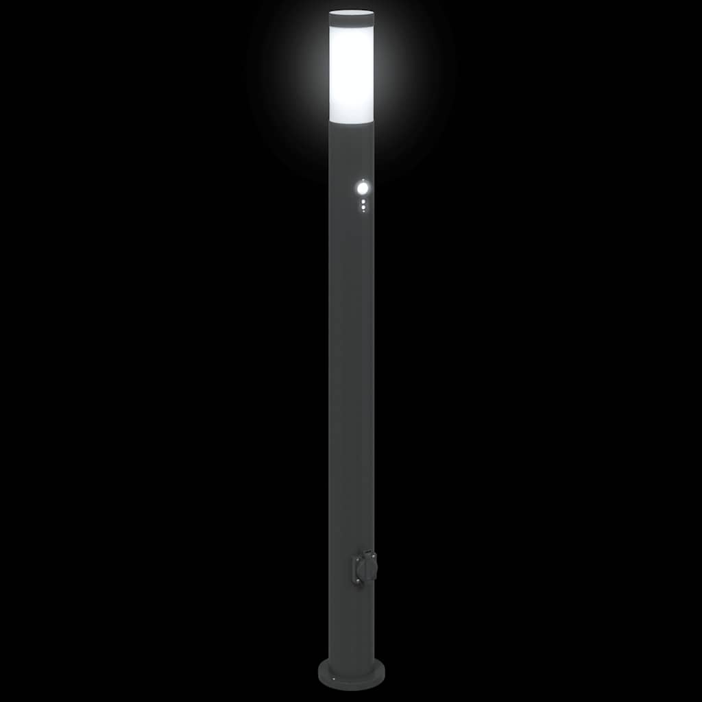 Bollard Light with Sensor&Outlet 110 cm Stainless Steel IP44