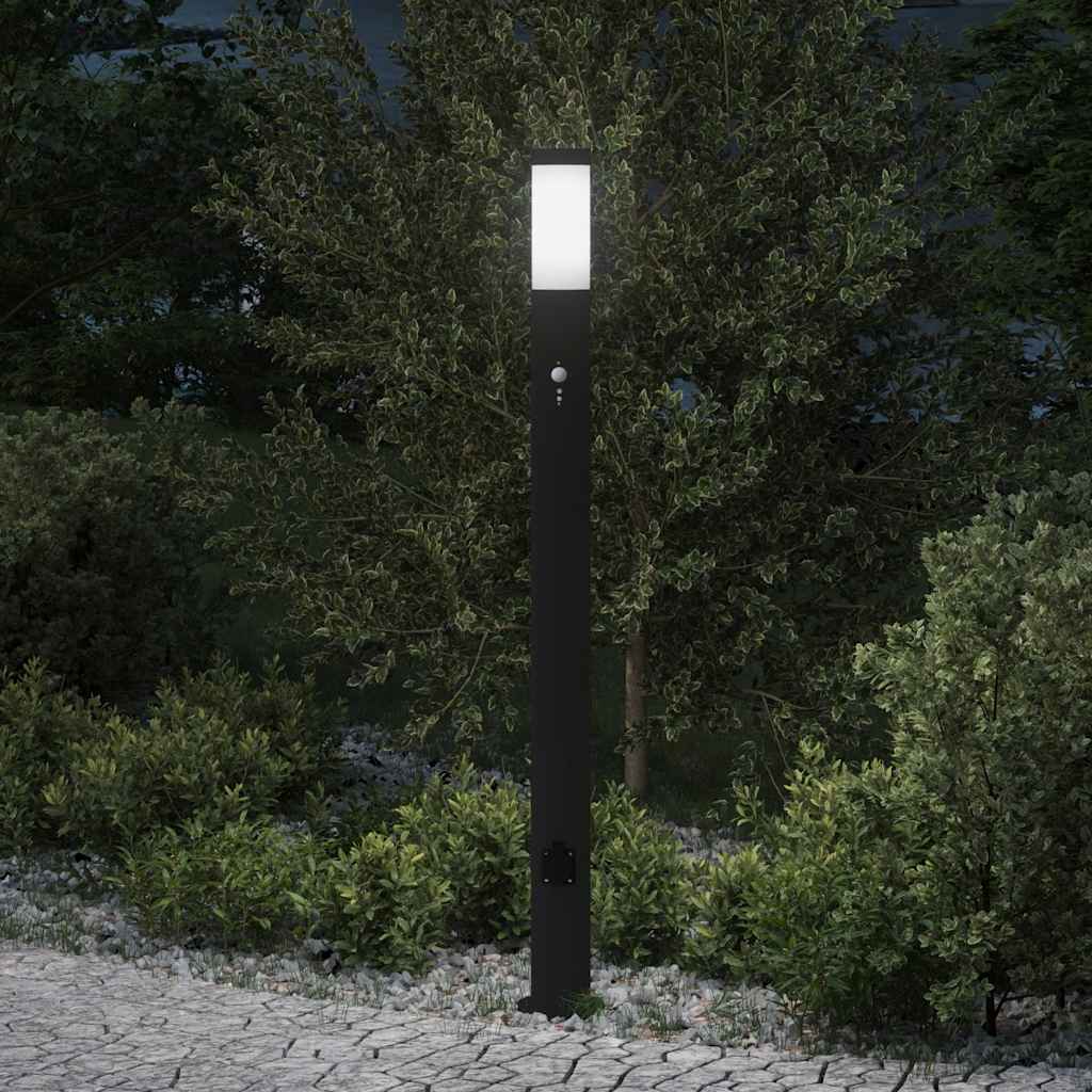 Bollard Light with Sensor&Outlet 110 cm Stainless Steel IP44