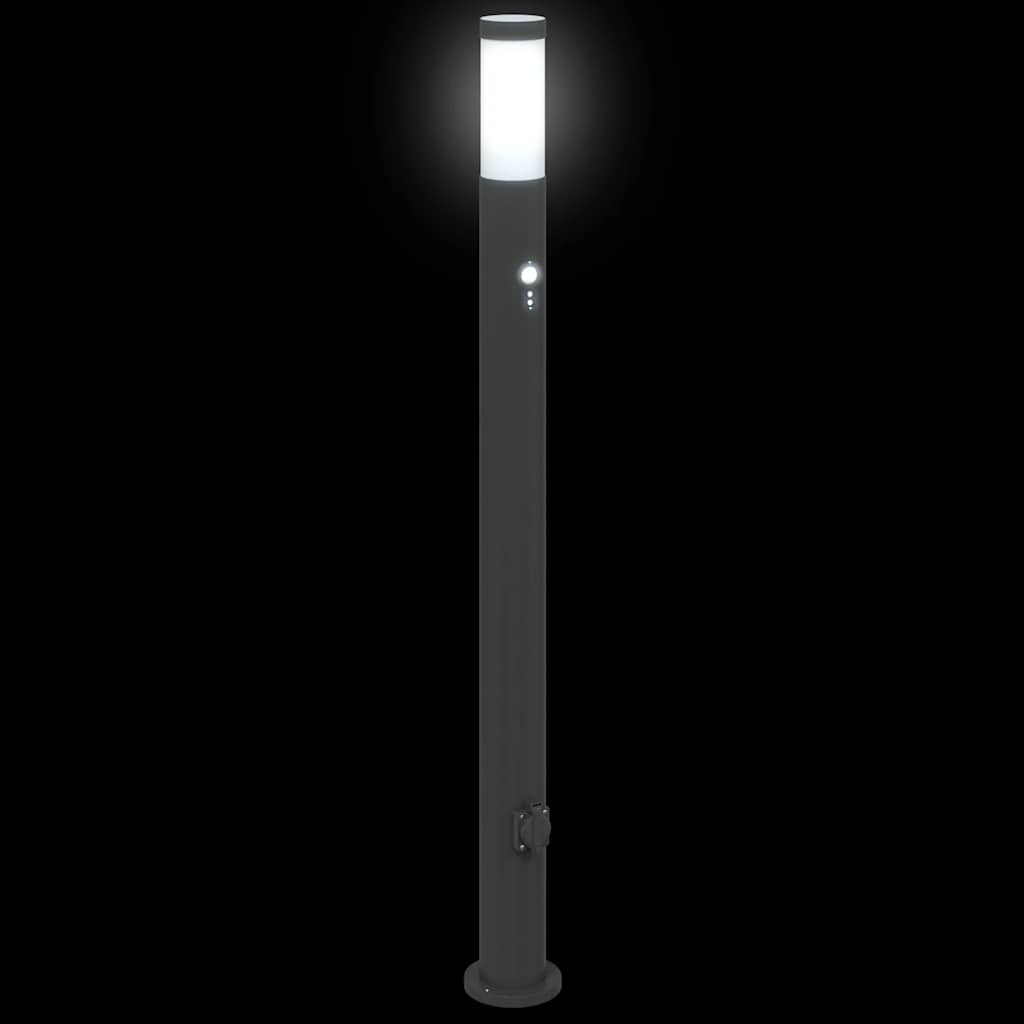 Bollard Lights with Sensor&Outlet 3pcs 110 cm Stainless Steel IP44
