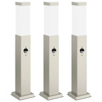 Bollard Lights with Sensor 3 pcs 50 cm Stainless Steel IP44