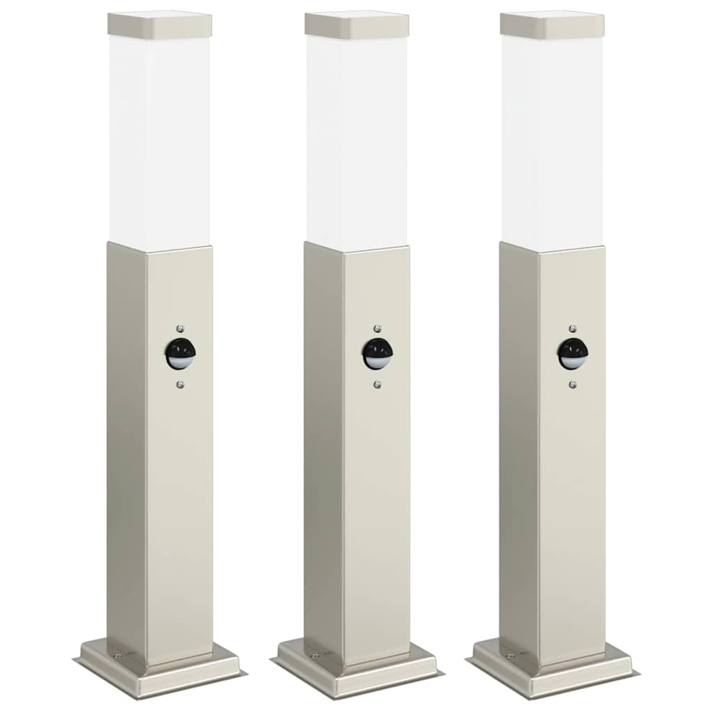 Bollard Lights with Sensor 3 pcs 50 cm Stainless Steel IP44