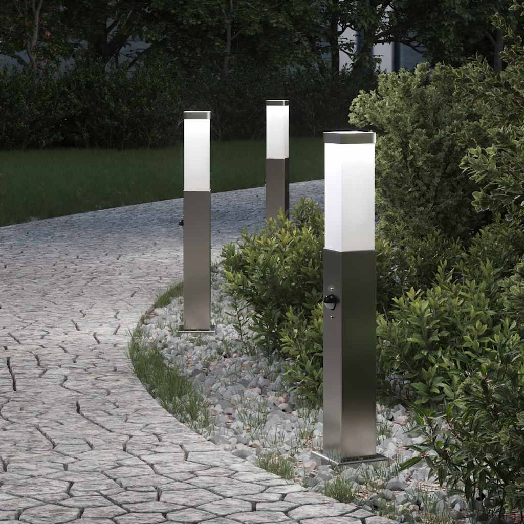 Bollard Lights with Sensor 3 pcs 50 cm Stainless Steel IP44
