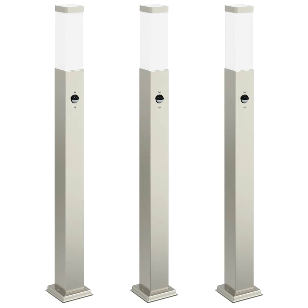 Bollard Lights with Sensor 3 pcs 80 cm Stainless Steel IP44